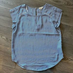 Lily White Blue White Striped Top Womens Medium